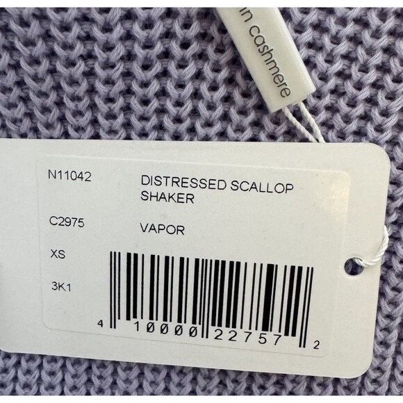 Cotton by Autumn Cashmere  Distressed Scallop Shaker  In Vapor Sweater Size XS - Picture 7 of 8